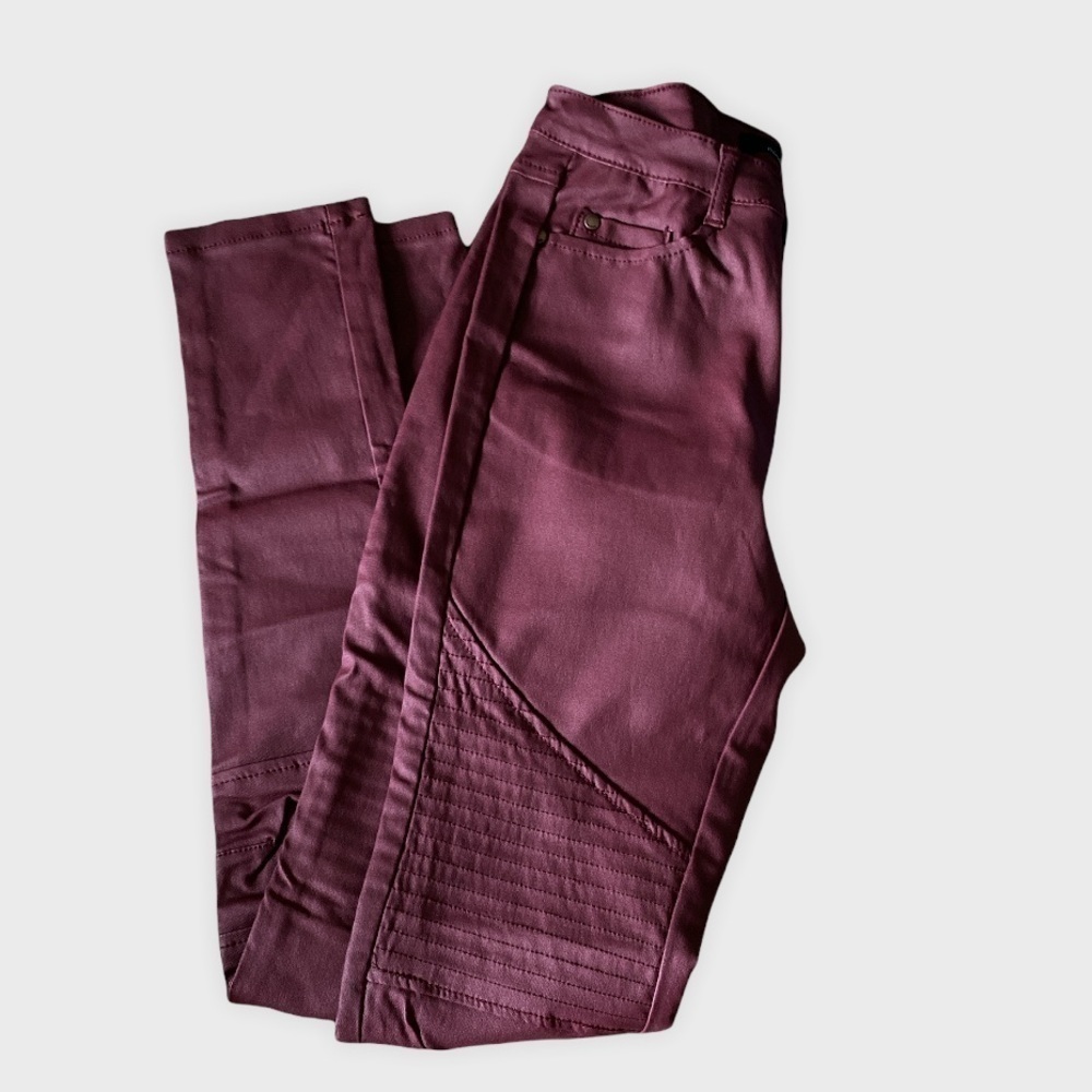 Mind Code Faux Leather Jeans. Burgundy. Small. NWOT
